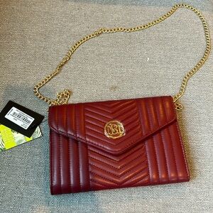 Badgley Mischka women vegan leather red wine crossbody purse handbag $99